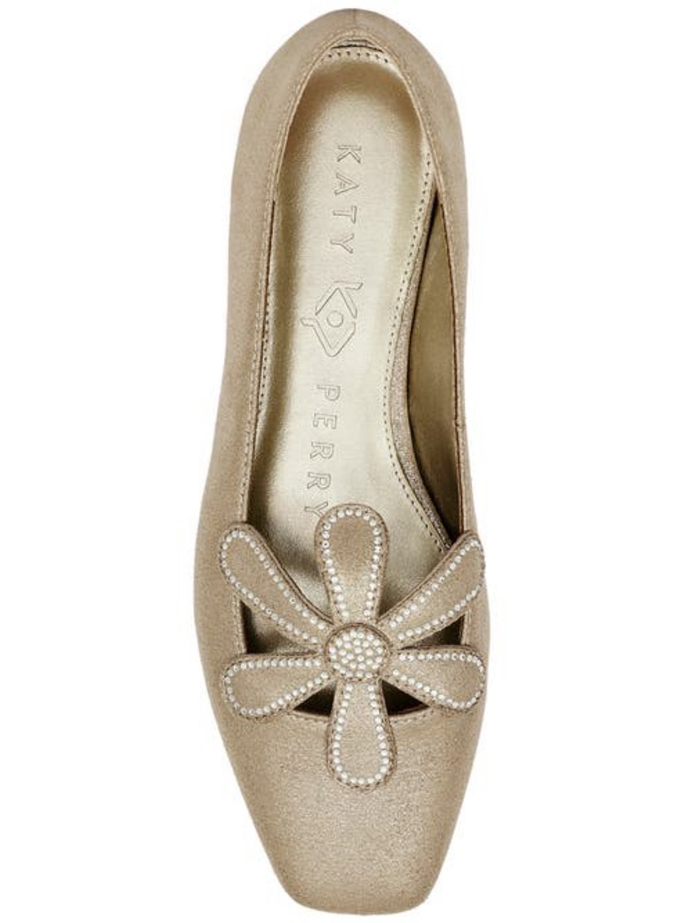 Katy Perry The Evie Daisy Flats Shimmery Gold Ballet Size 8 New